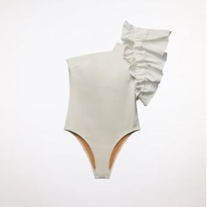 Zara White Ruffle Swimsuit